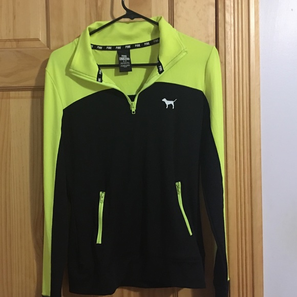 Lime green and black half zip pink sports jacket