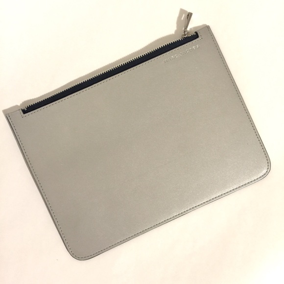 Marc Jacobs reflective matte silver flat pouch