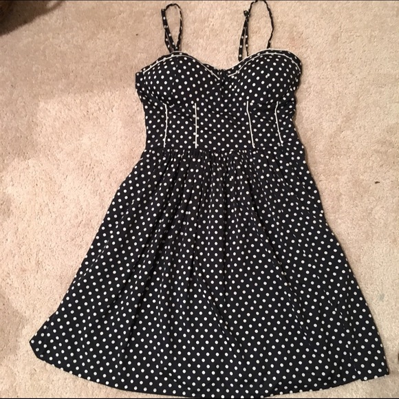Blue/white polka-dot dress