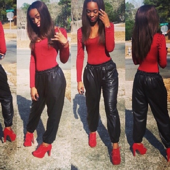 Leather joggers