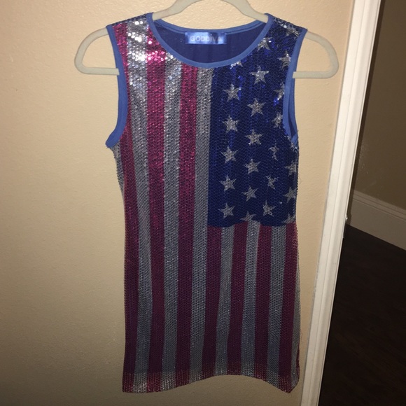 American flag sequence fitted dress