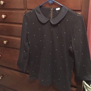 J Crew Navy blue white poka dot sweater