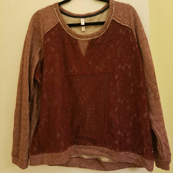 Xhilaration maroon leave sweater
