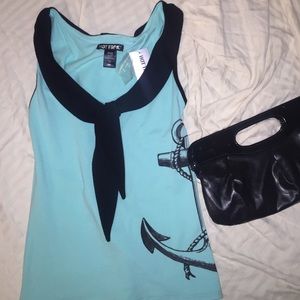 Hot Topic Mint Retro Tie Top
