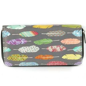 Feathers Design Vinyl Clutch Bag