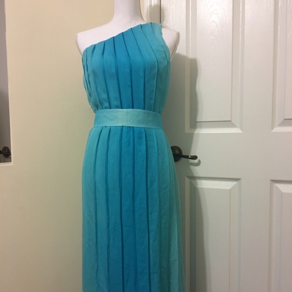One Shoulder Pleated Chiffon Evening Gown