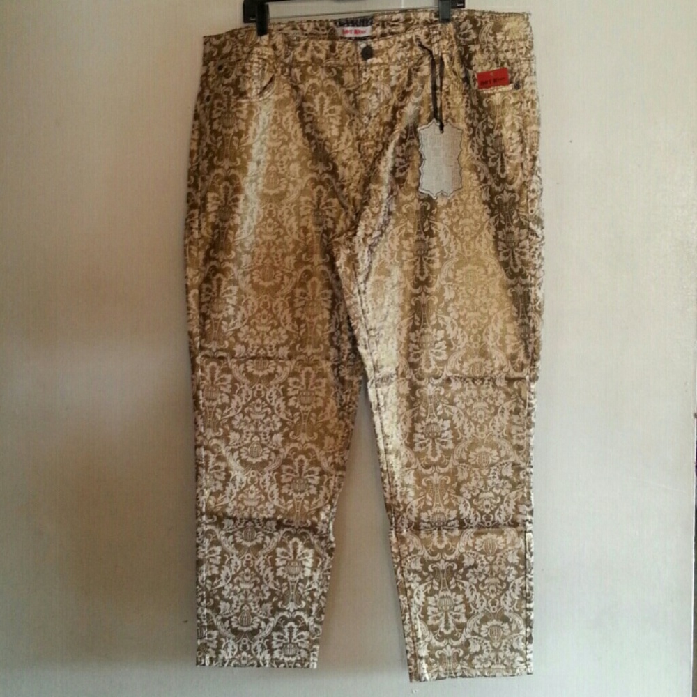 Sexy plus size gold and brown stretch skinny jeans