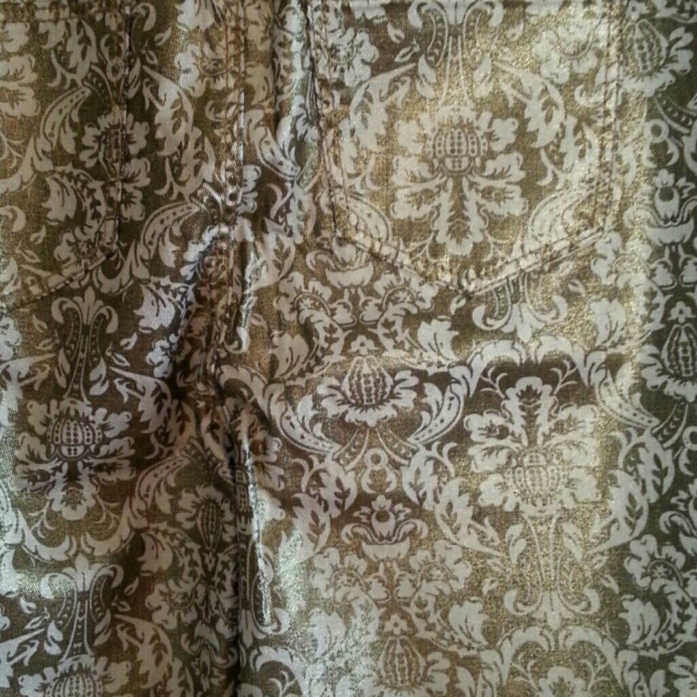Sexy plus size gold and brown stretch skinny jeans - Picture 3 of 7