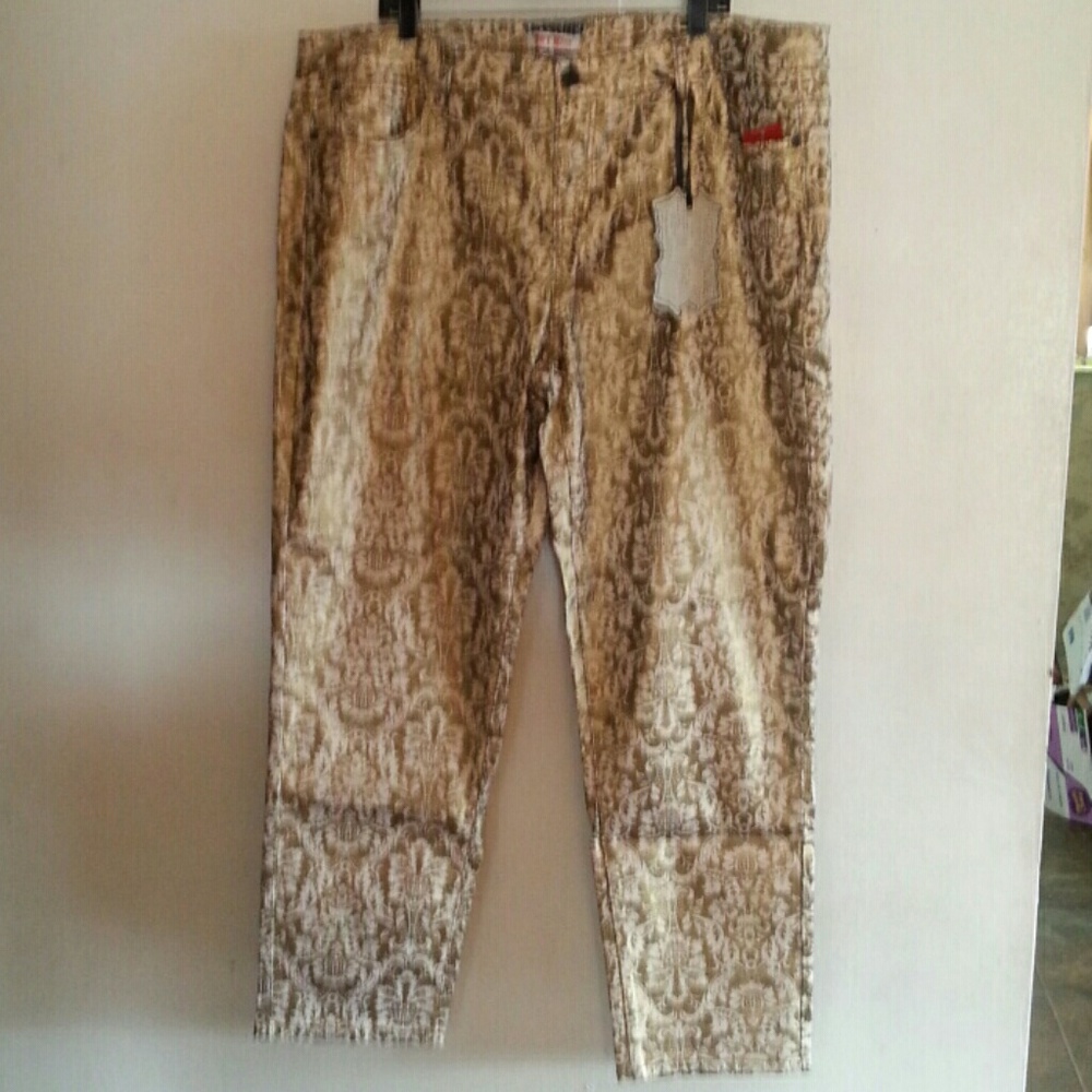 Sexy plus size gold and brown stretch skinny jeans - Picture 4 of 7