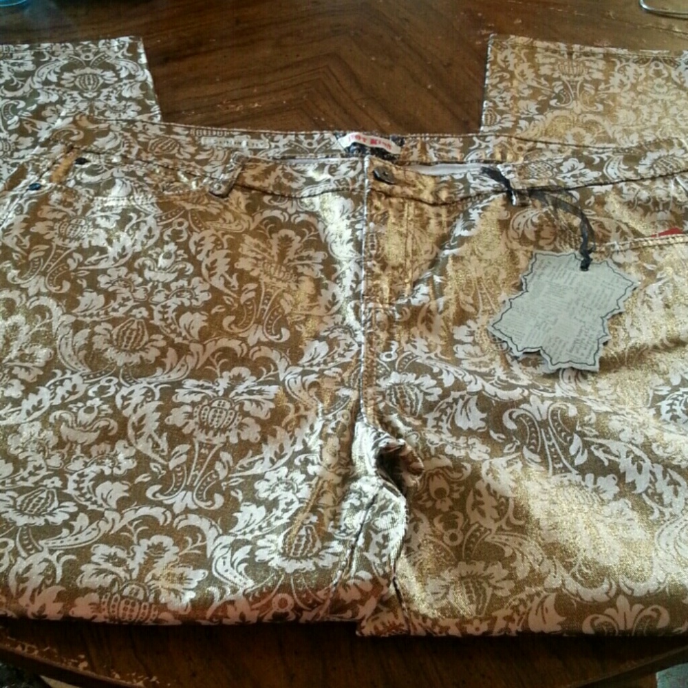 Sexy plus size gold and brown stretch skinny jeans - Picture 5 of 7