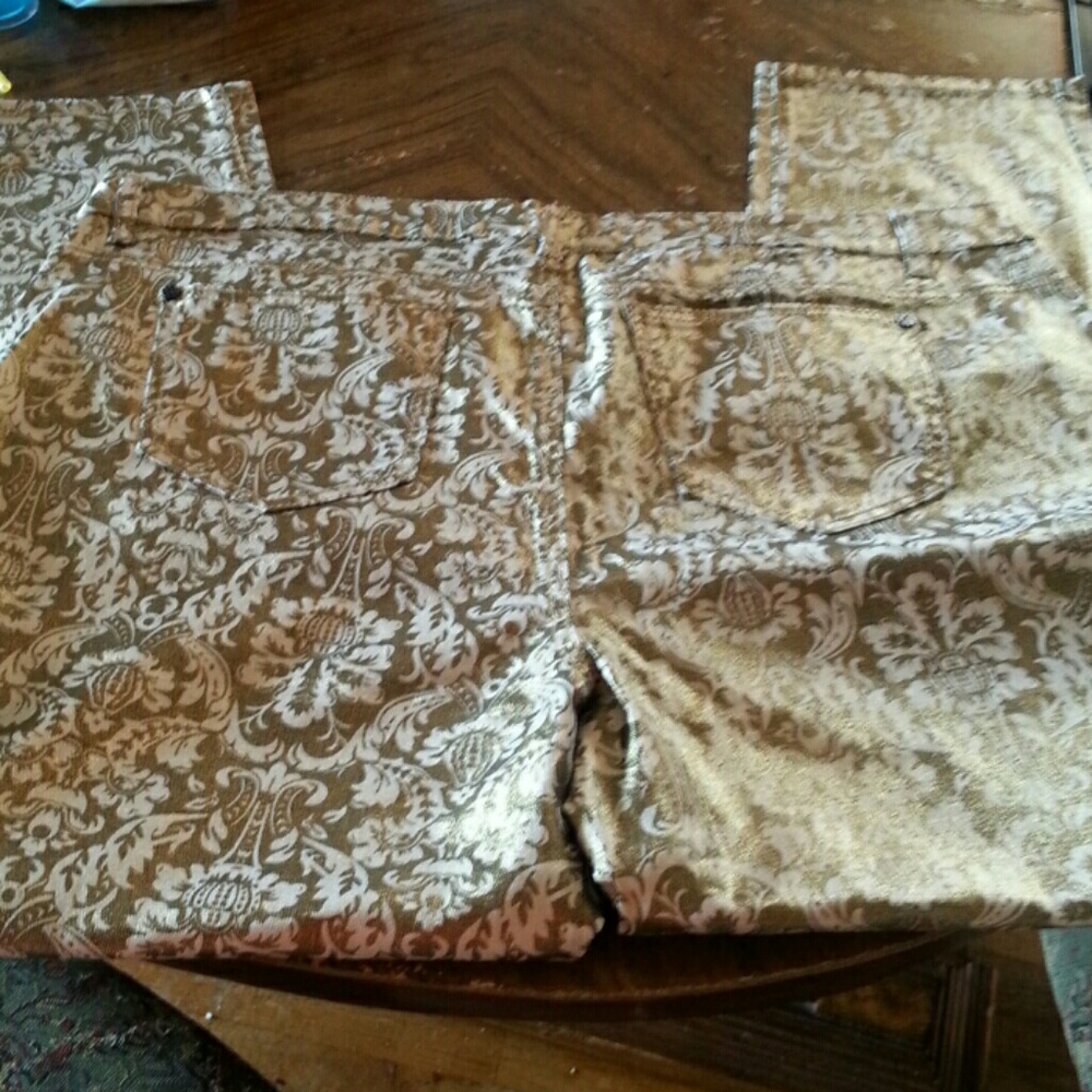 Sexy plus size gold and brown stretch skinny jeans - Picture 6 of 7