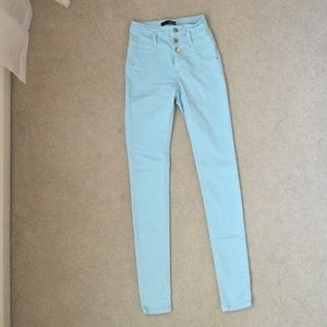 high rise blue jeggings
