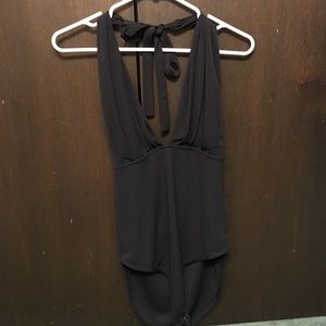 Black pleated body suit