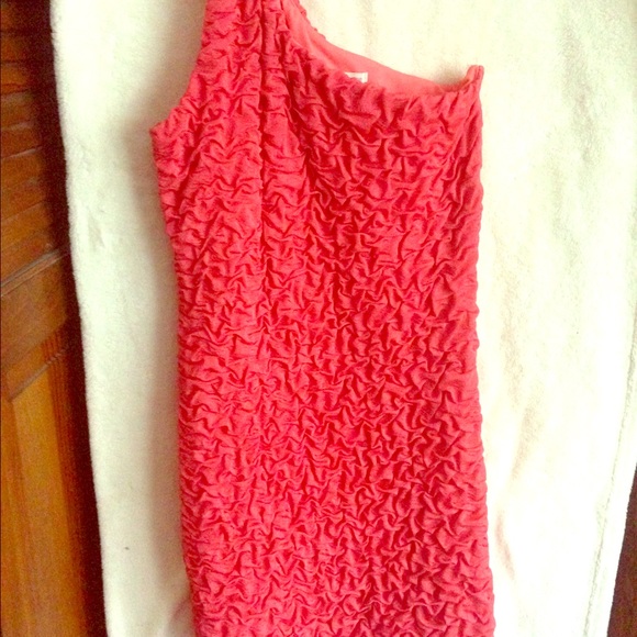 Flattering Coral Ruched Dress