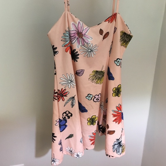 ZARA Peachy Floral Low-Back Skater Dress