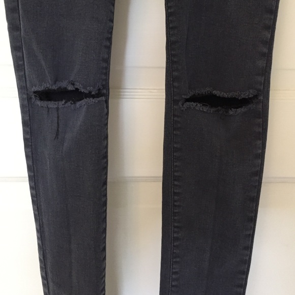 High waster TOPSHOP grey jeans with knee rips - Picture 3 of 4