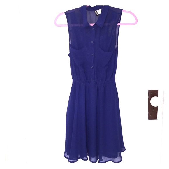 Dark blue H&M button up dress - Picture 1 of 4