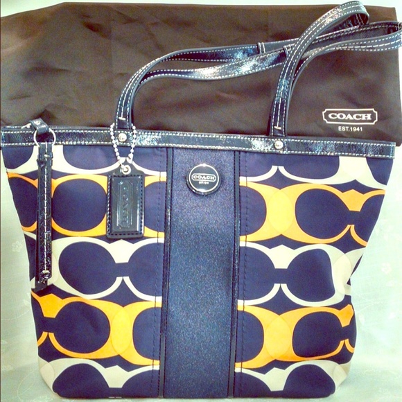 Coach multi-color Navy Blue, Ivory, and Orange