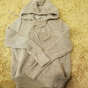 Knit sweater with hood