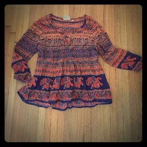 Anthropologie Elephant Boho Top