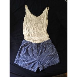 J. Crew Factory Blue and White Polka Dot Shorts