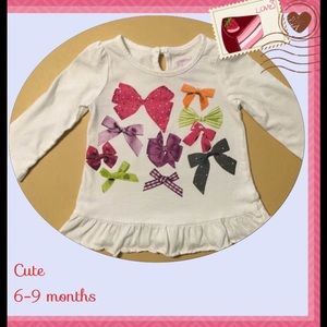 Infant girl baby 6-9 months hair bow top exc. cond