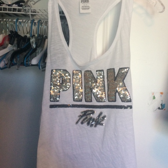 White and gold pink tank top