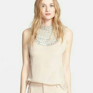 Haute Hippie Embellished High Neck Blouse