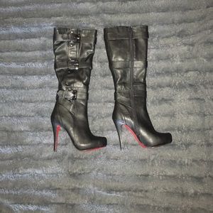 Black knee high boots
