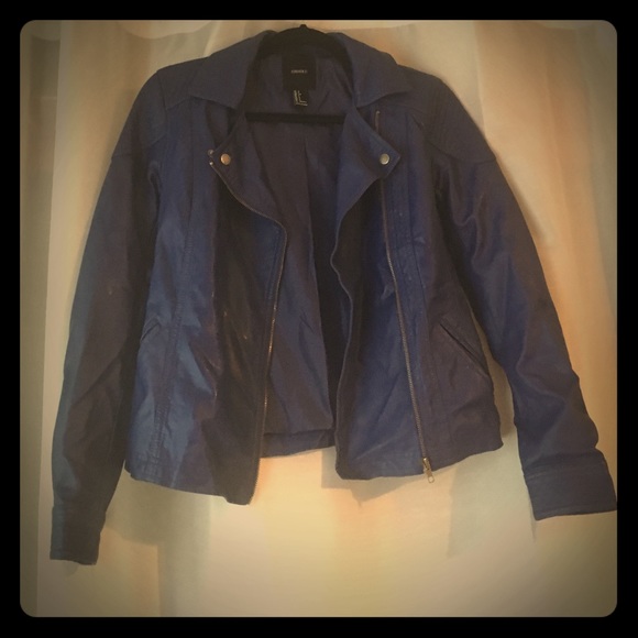Electric blue forever21 leather jacket