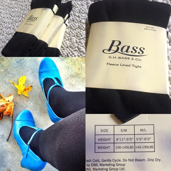 G.H. Bass Black Fleece Lined Tights Size M/L