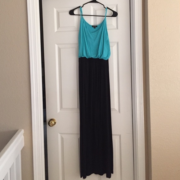 Black and Teal Maxi Dress