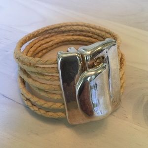 Sterling silver & leather bracelet
