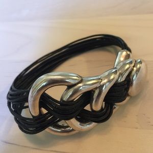 Sterling silver & leather bracelet