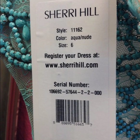 Sherri Hill hand beaded turquoise dress - Picture 3 of 4
