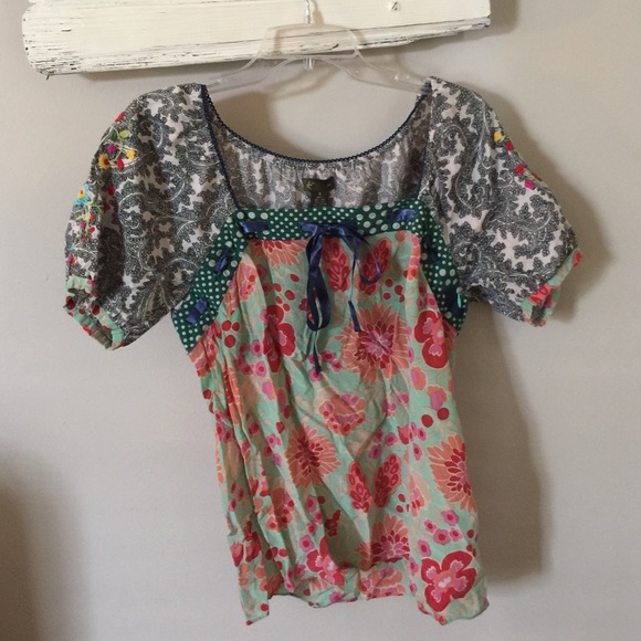 Anthropologie printed silk blouse