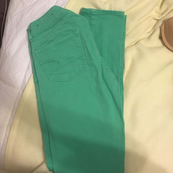 Turquoise American eagle skinny jeans