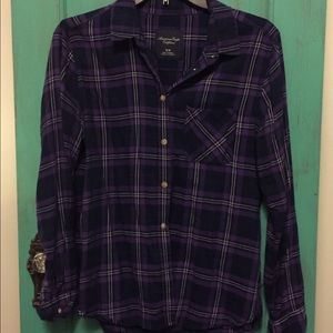 Cute! Dark purple flannel American Eagle shirt