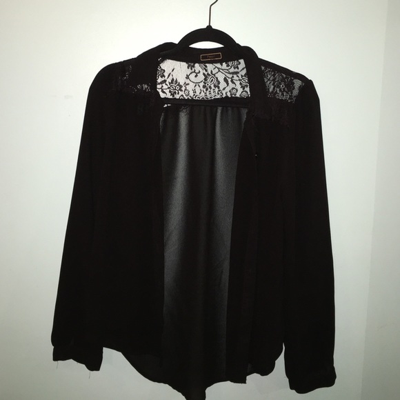 Sheer black button up shirt, laced back