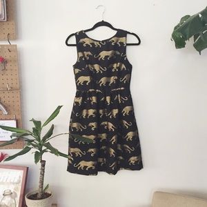 Anthropologie Gold & Black Panther Dress size 0