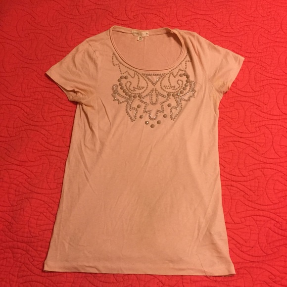 Pale pink embellished jcrew tee
