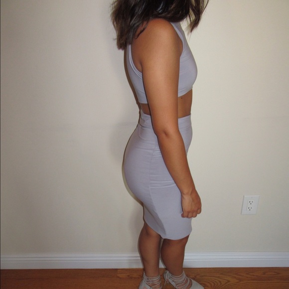 Gray Two-Piece Bodycon Dress - Picture 2 of 4