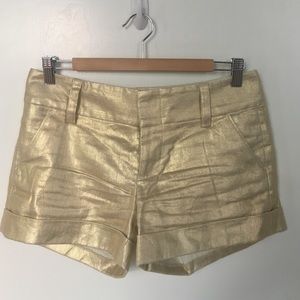 Alice + Olivia for Scoop Gold Metallic Linen Short