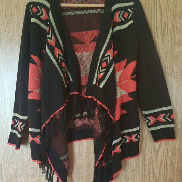Aztec open front sweater