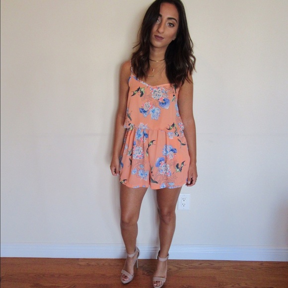 Orange Floral Playsuit / Romper