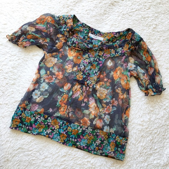 ✨💗NWOT💗✨Zara Sheer Floral Chiffon Top