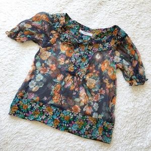 ✨💗NWOT💗✨Zara Sheer Floral Chiffon Top