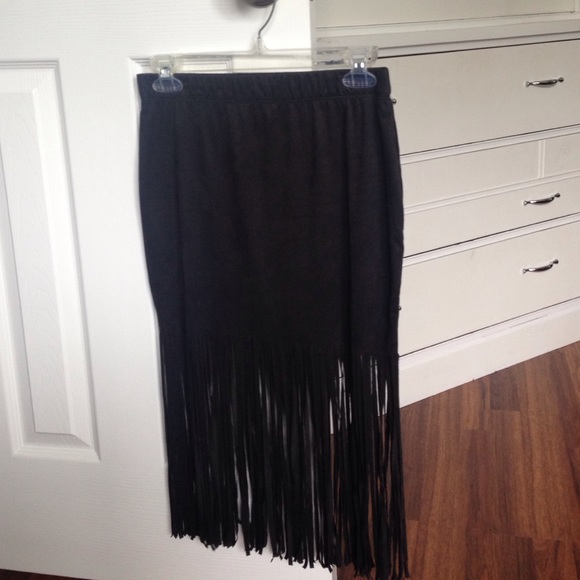 Fringe suede skirt