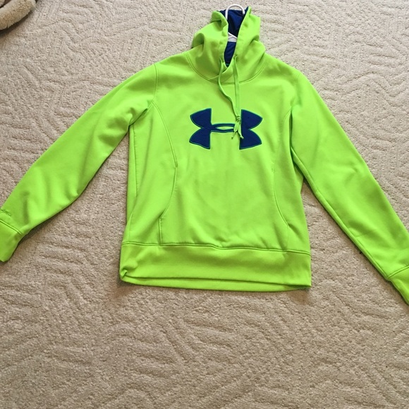 Lime green Under Armor sweatshirt.