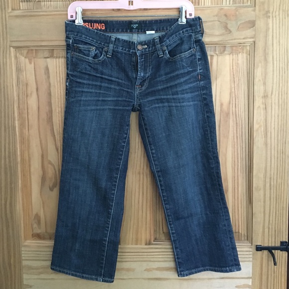 J Crew women's hipslung stretch denim capris.